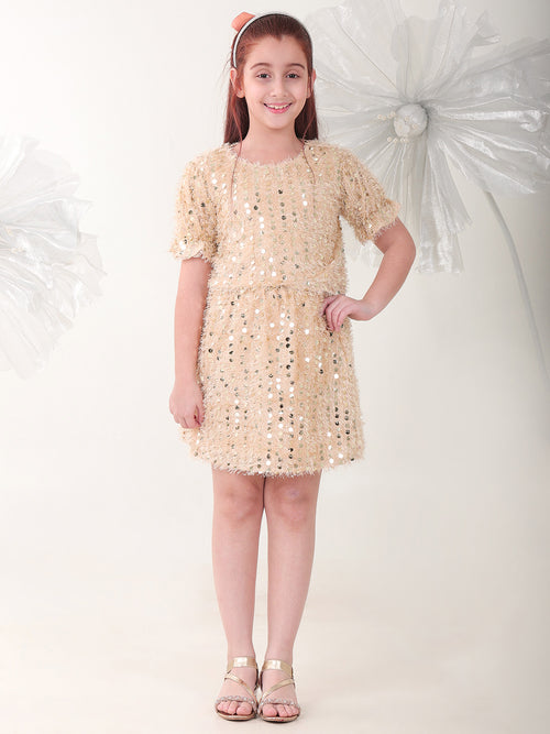 Girls Clothing Set Beige Sleeveless Round