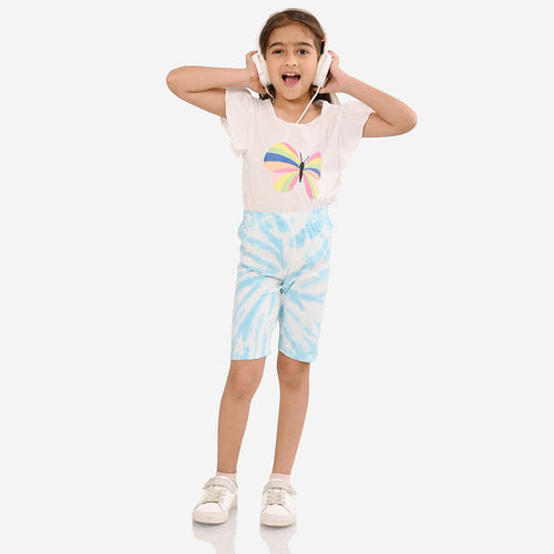 Girl Biker Blue Regular Long Shorts