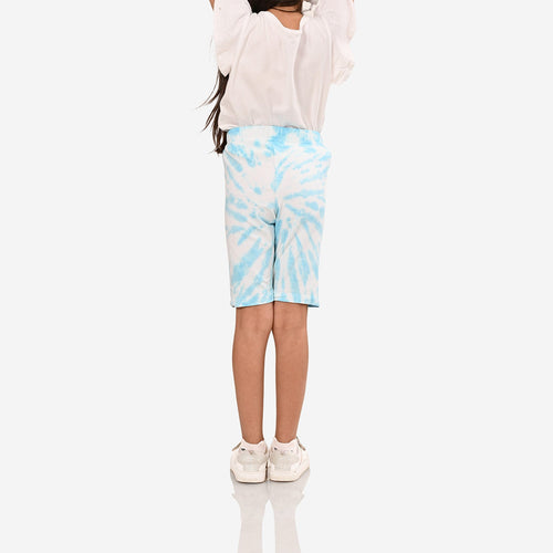 Girl Biker Blue Regular Long Shorts