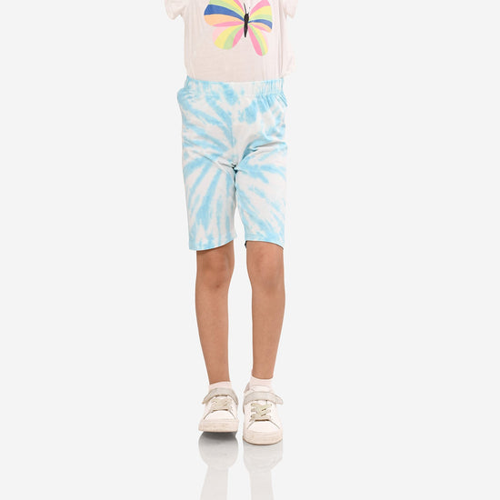 Girl Biker Blue Regular Long Shorts