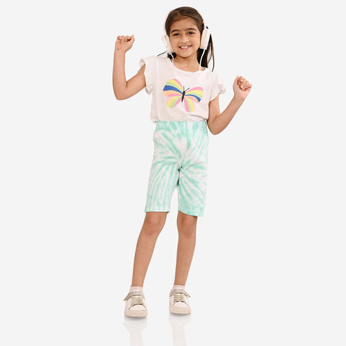 Girl Biker Green Regular Long Shorts