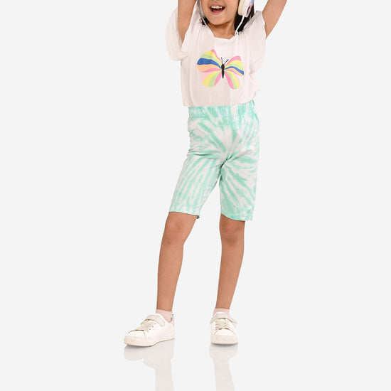 Girl Biker Green Regular Long Shorts