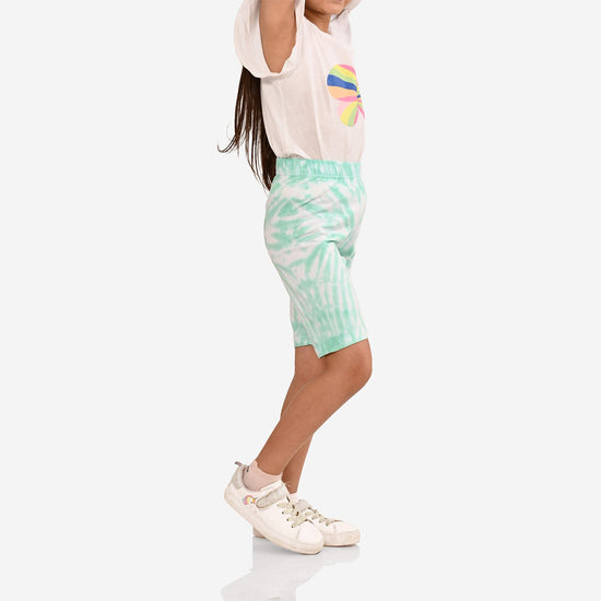 Girl Biker Green Regular Long Shorts