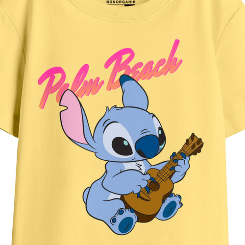 Girl Oversize Stitch Beach Mode Printed T-Shirt
