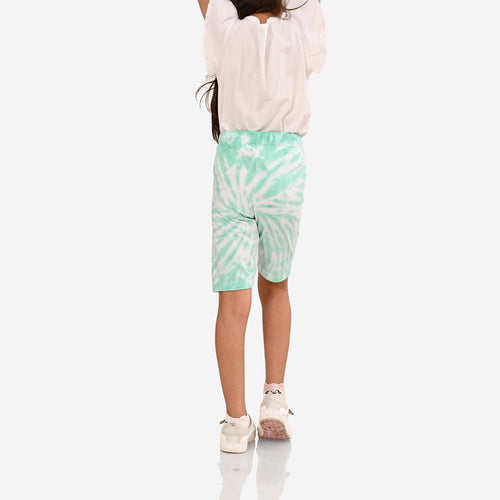 Girl Biker Green Regular Long Shorts