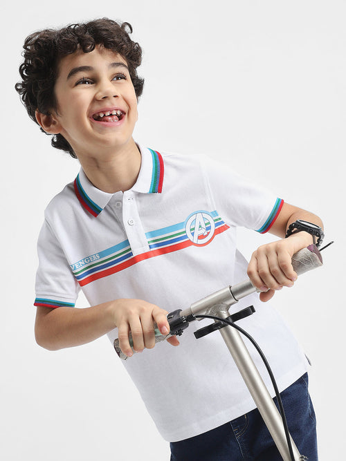 Avengers Boys Polo Tees  | White