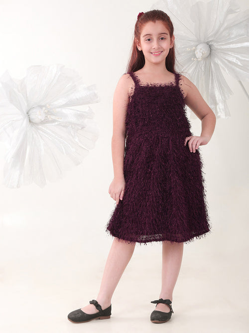 Girls Dresses Wine Sleeveless Round