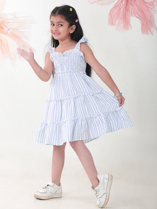 Girls Dresses Blue Sleeveless Round