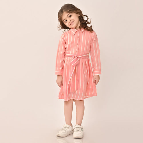 Girls Peach Shirt Dress