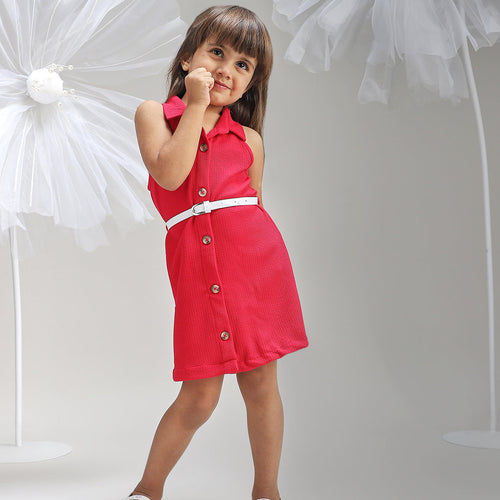 Girls Elegant Pink Polyester Party Dress Stylish and Comfortable Outfit for Kids