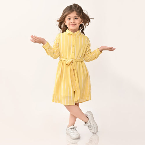 Girls Yellow Shirt Dress
