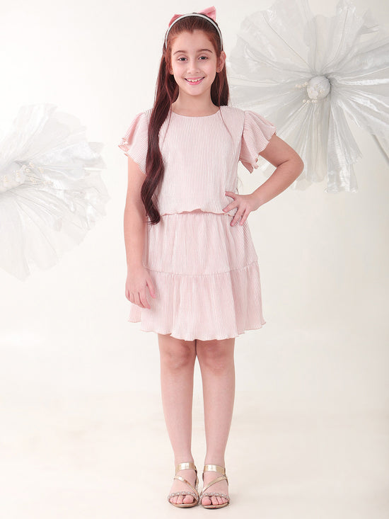 Girls Clothing Set Peach Half Sleeve Round