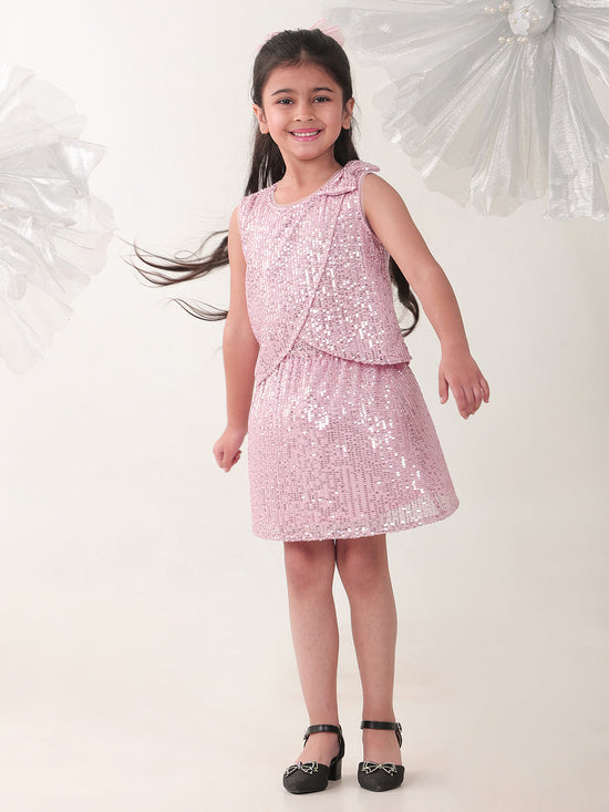 Girls Clothing Set Pink Sleeveless Round