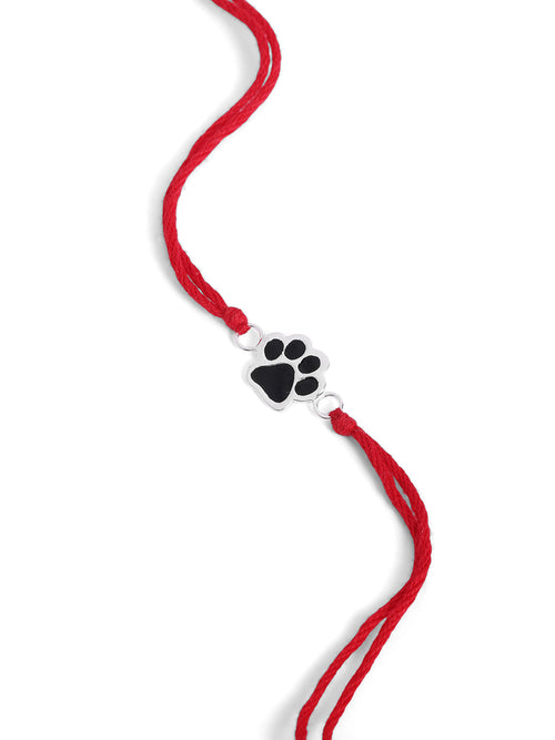 925 Silver-enamel paw print Rakhi for Kids
