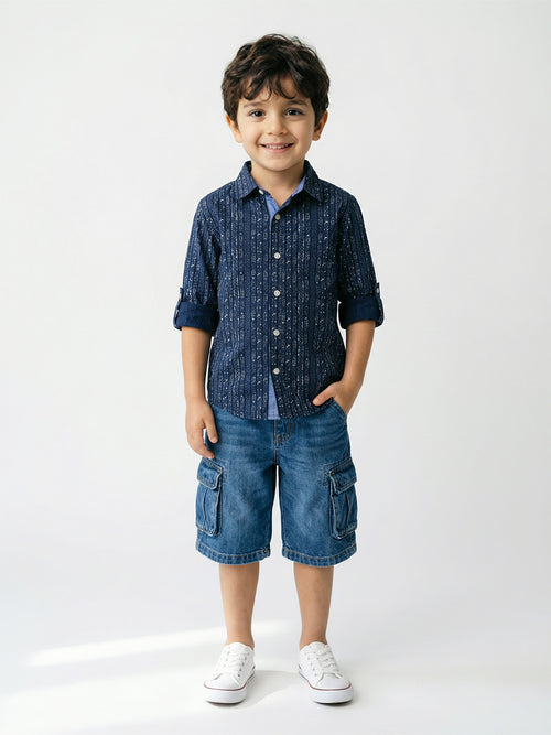 Boy's Shirts Blue Full sleeve Spread Collar