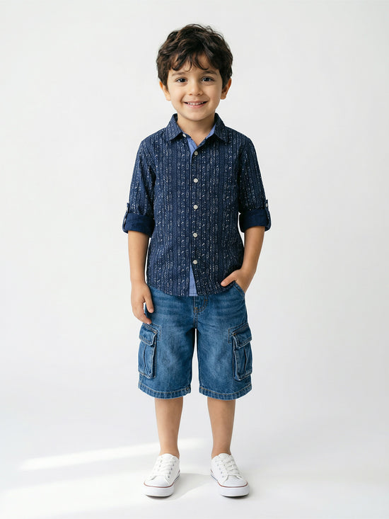 Boy's Shirts Blue Full sleeve Spread Collar