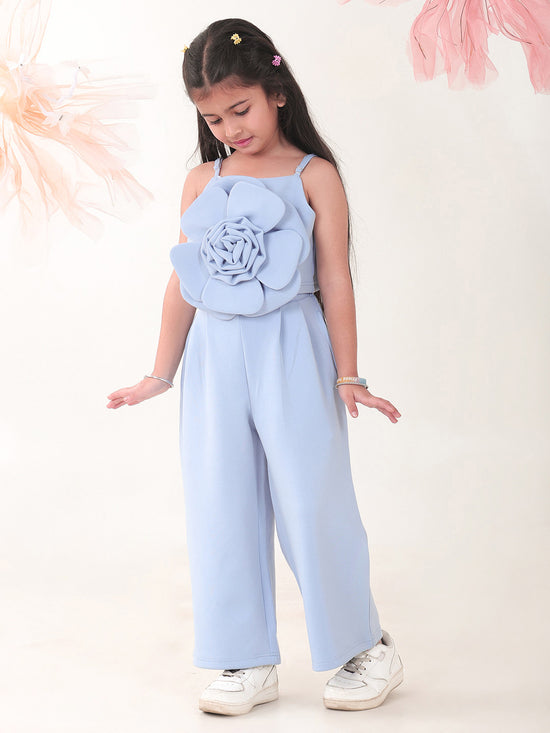 Girls Clothing Set Blue Sleeveless Round