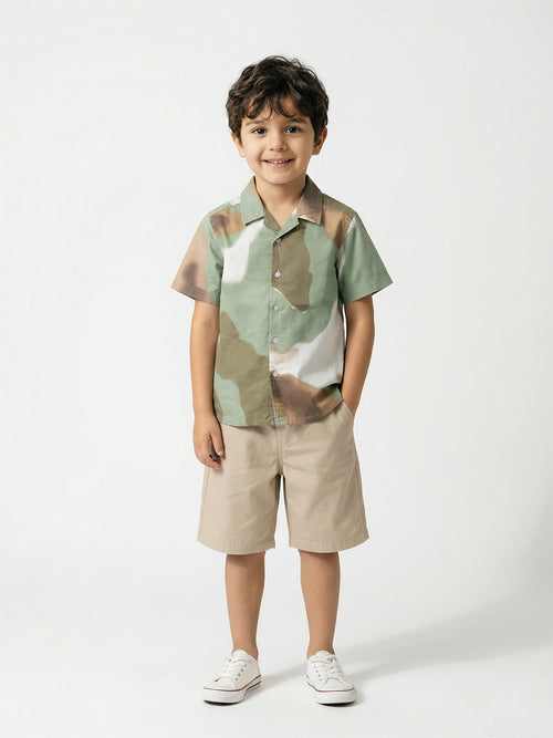 Boy's Shirts Multi Short Sleeve Spread Collar|BON11827