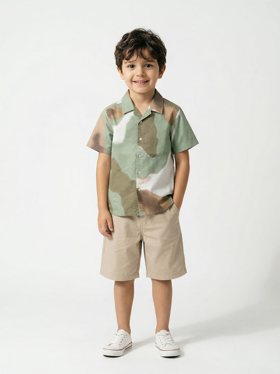 Boy's Shirts Multi Short Sleeve Spread Collar|BON11827