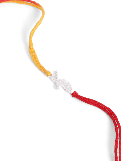 925 Silver-flute & peacock feather Rakhi for Kids