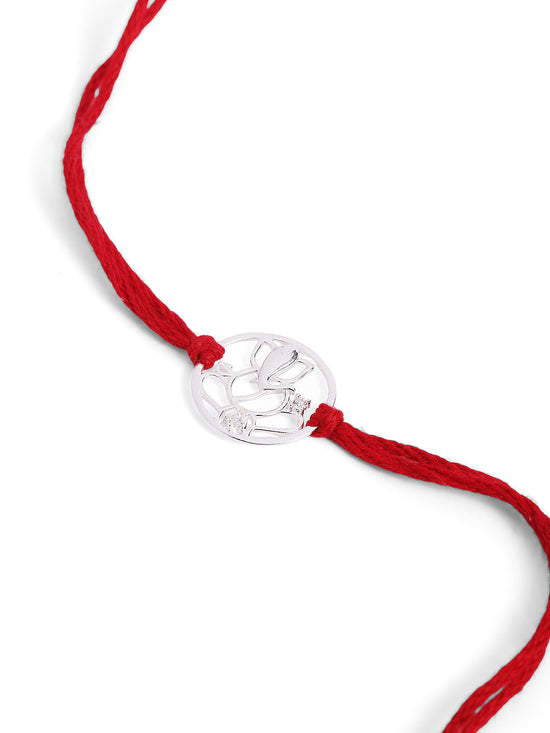925 Silver-Ganesha Rakhi for Kids in Cubic Zirconia