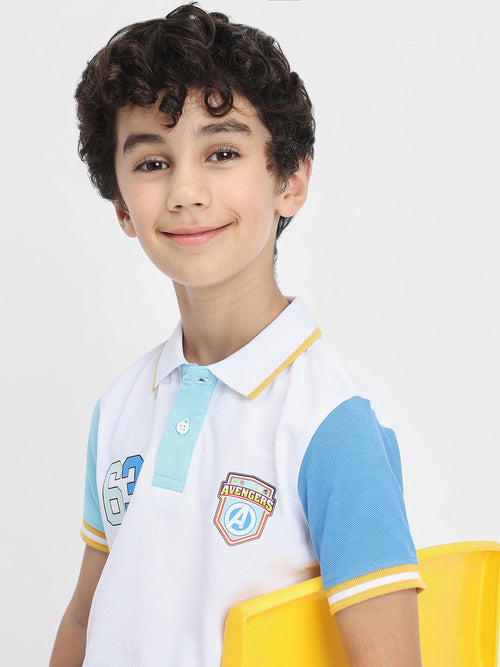 Avengers Boys Polo Tees  | White