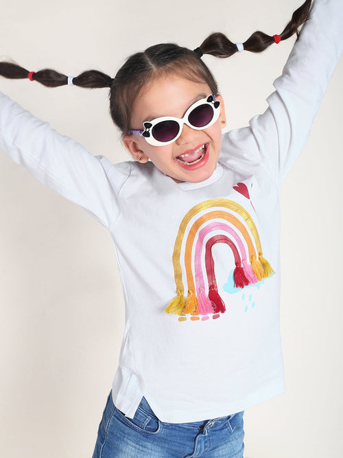 Girls Sequence Embroidery T-Shirt