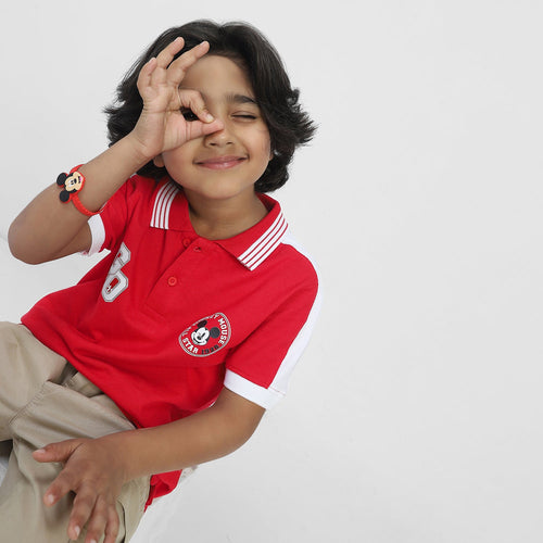 Mickey Boys Polo Tees  | Red
