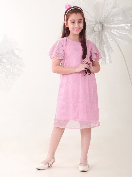 Girls Dresses Pink Sleeveless Round