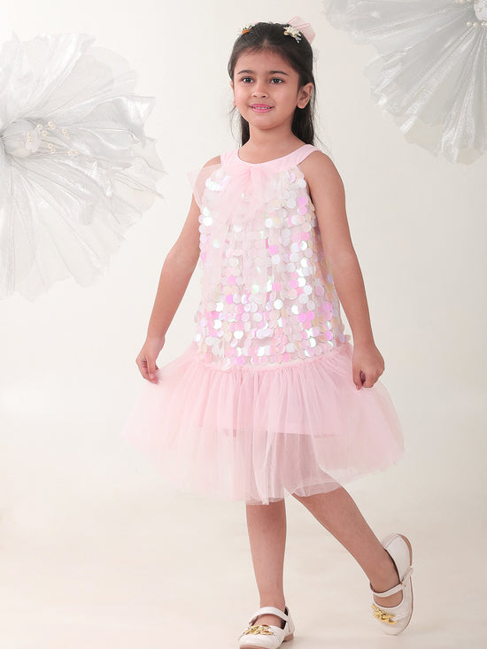 Girls Dresses Pink Sleeveless Round