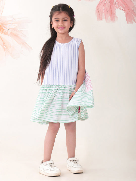 Girls Dresses Multi color Sleeveless Round