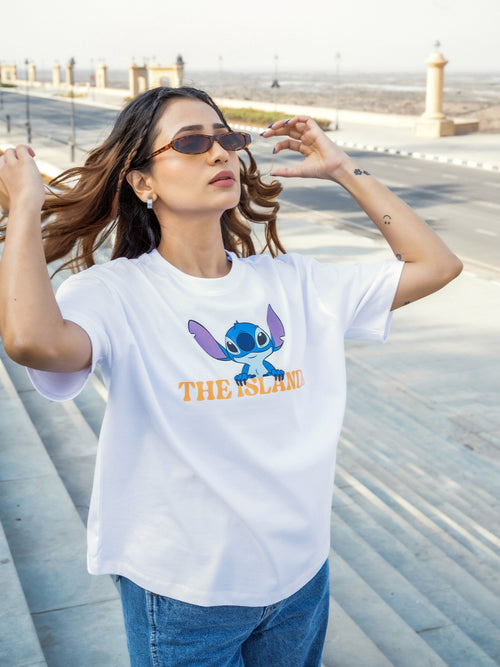 Women Stitch Oversize Front and Back print Tshirt BON12081