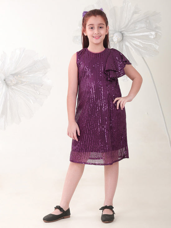 Girls Dresses Purple Sleeveless Round