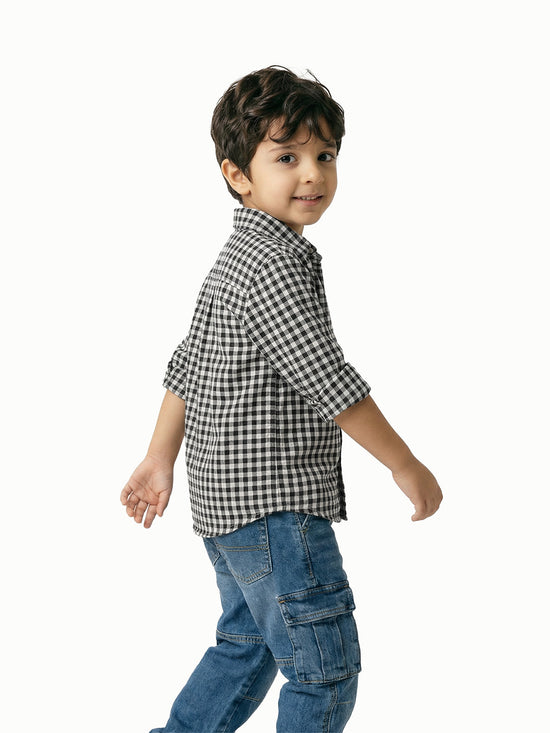 Boy's Shirts Black Full sleeve Spread Collar