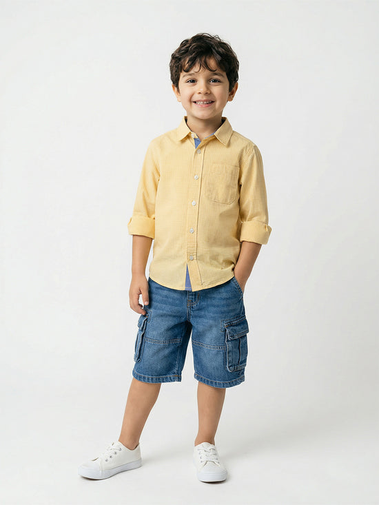 Boy's Shirts Yellow Full sleeve Spread Collar