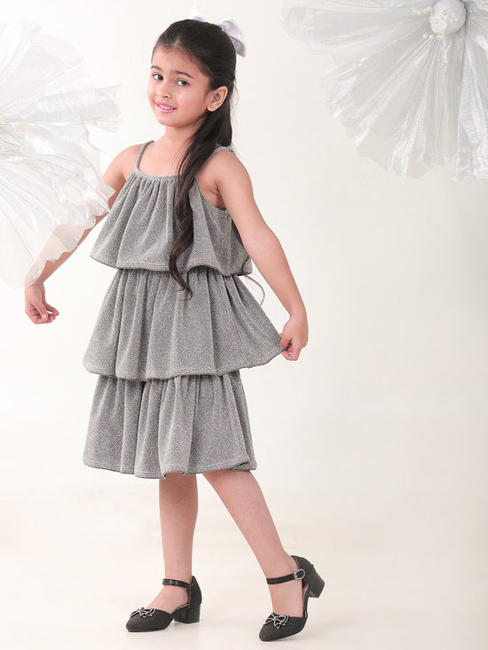 Girls Dresses Silver Sleeveless Round