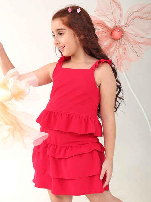 Girls Clothing Set Pink Sleeveless Round Neck