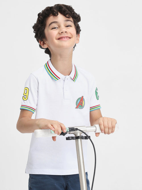 Avengers Boys Polo Tees  | White