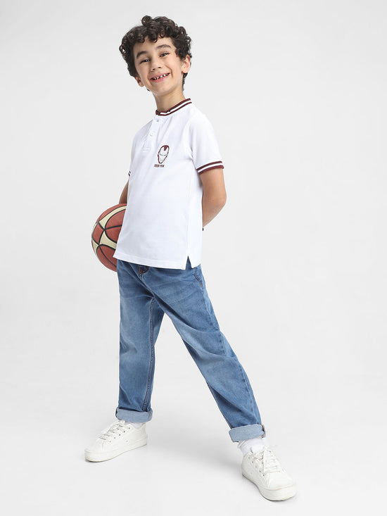 Iron Man Boys Polo Tees  | White