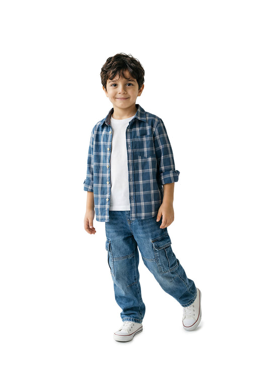 Boy's Shirts Blue Full sleeve Spread Collar