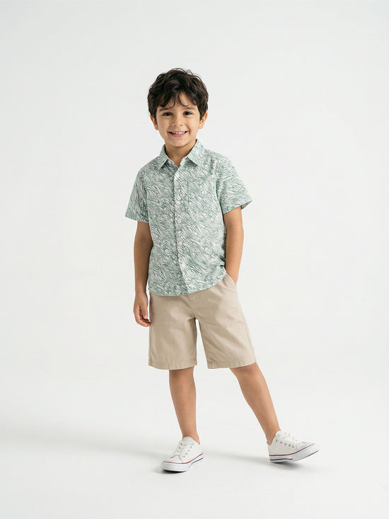 Boy's Shirts Multi Short Sleeve Spread Collar