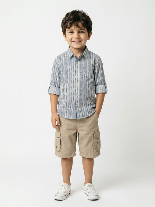 Boy's Shirts Blue Full sleeve Spread Collar