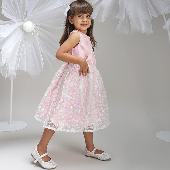 Girls Pink Satin Dress Premium Soft Fabric Party Wear