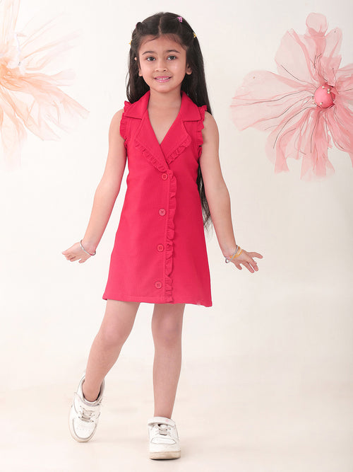 Girls Dresses Red Sleeveless Round