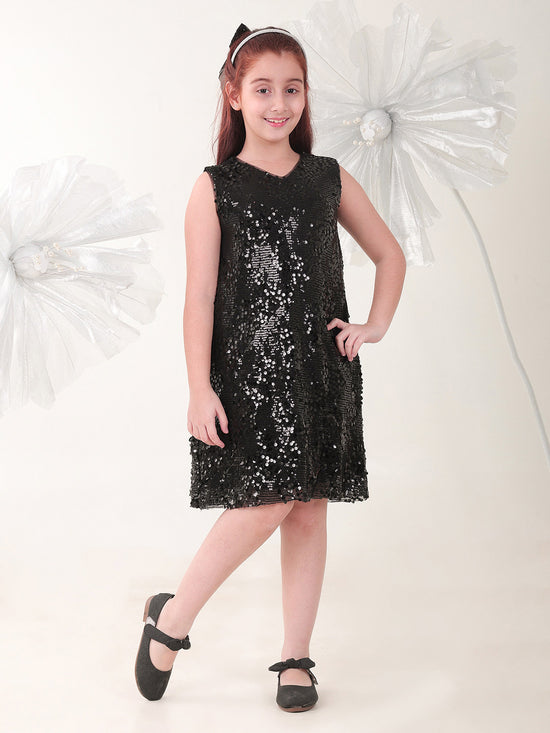 Girls Dresses Black Sleeveless Round