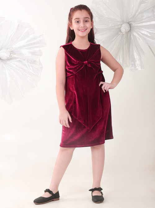 Girls Dresses Maroon Sleeveless Round