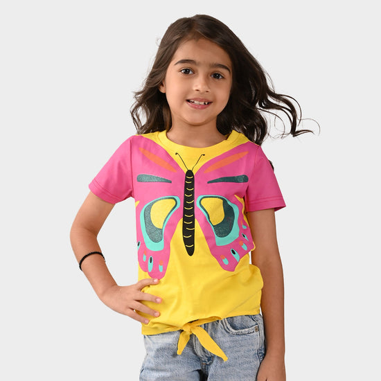 Girls Croped Printed Cotton Tshirt
