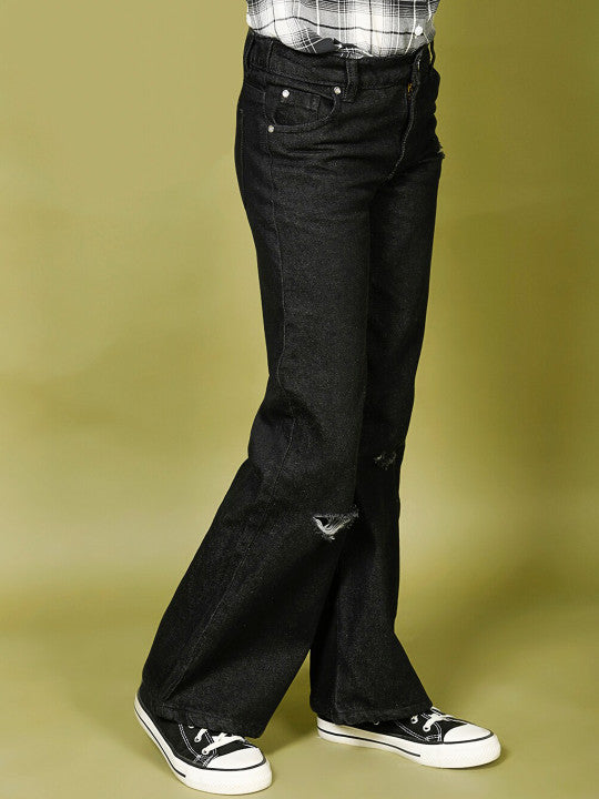 Girls Cotton Slash Knee Jeans