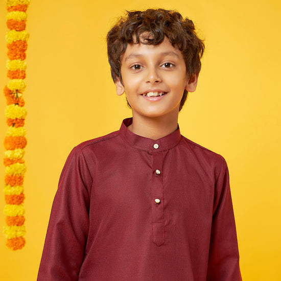 Marron Kurta Pajama Set For Son