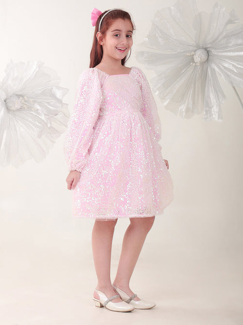 Girls Dresses Pink Sleeveless Round